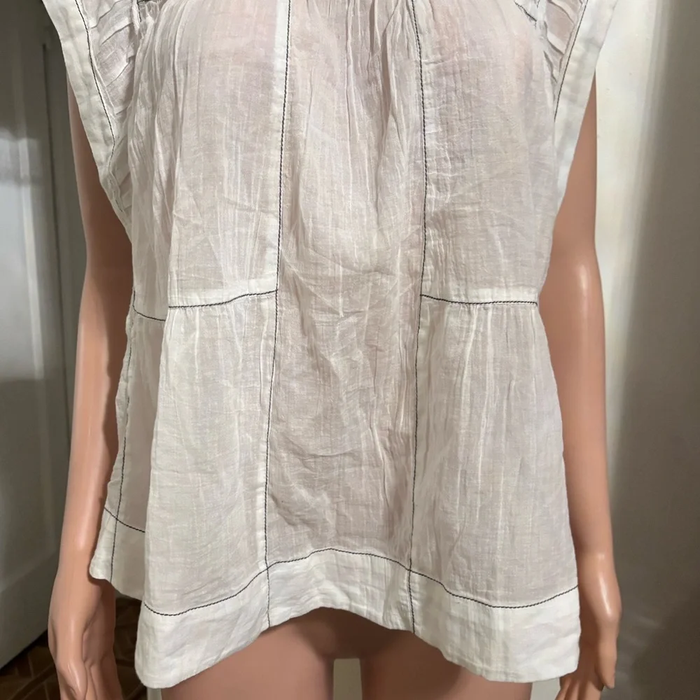NWT ANTHROPOLOGIE Women’s Cap-Sleeve Babydoll Blouse - Picture 8 of 16
